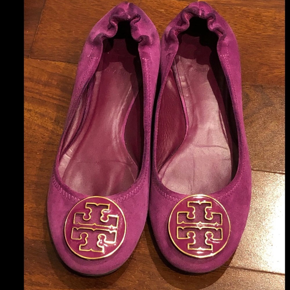 Authentic Tory Burch Fuchsia Suede Ballet Flats